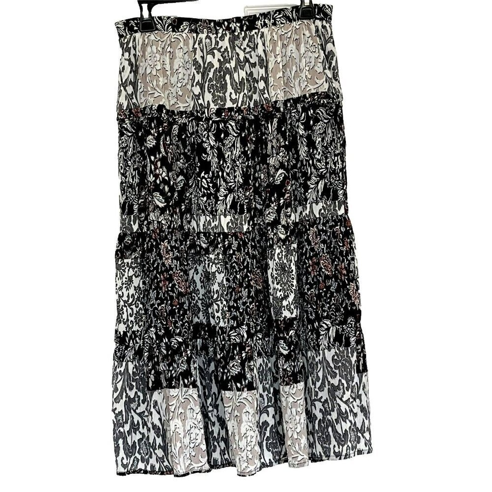 Loft Outlet Maxi Skirt Tiered Lined Y2K Forest Fairy Grunge Whimsigoth sz6 Black